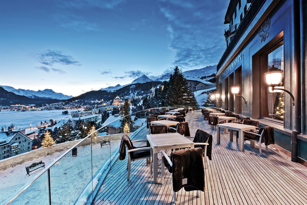 St Moritz Hotel terrace